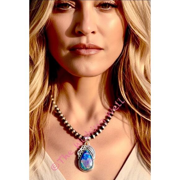 Aurora Opal Pendant | Boho Southwestern | 925 - Picture 3 of 6